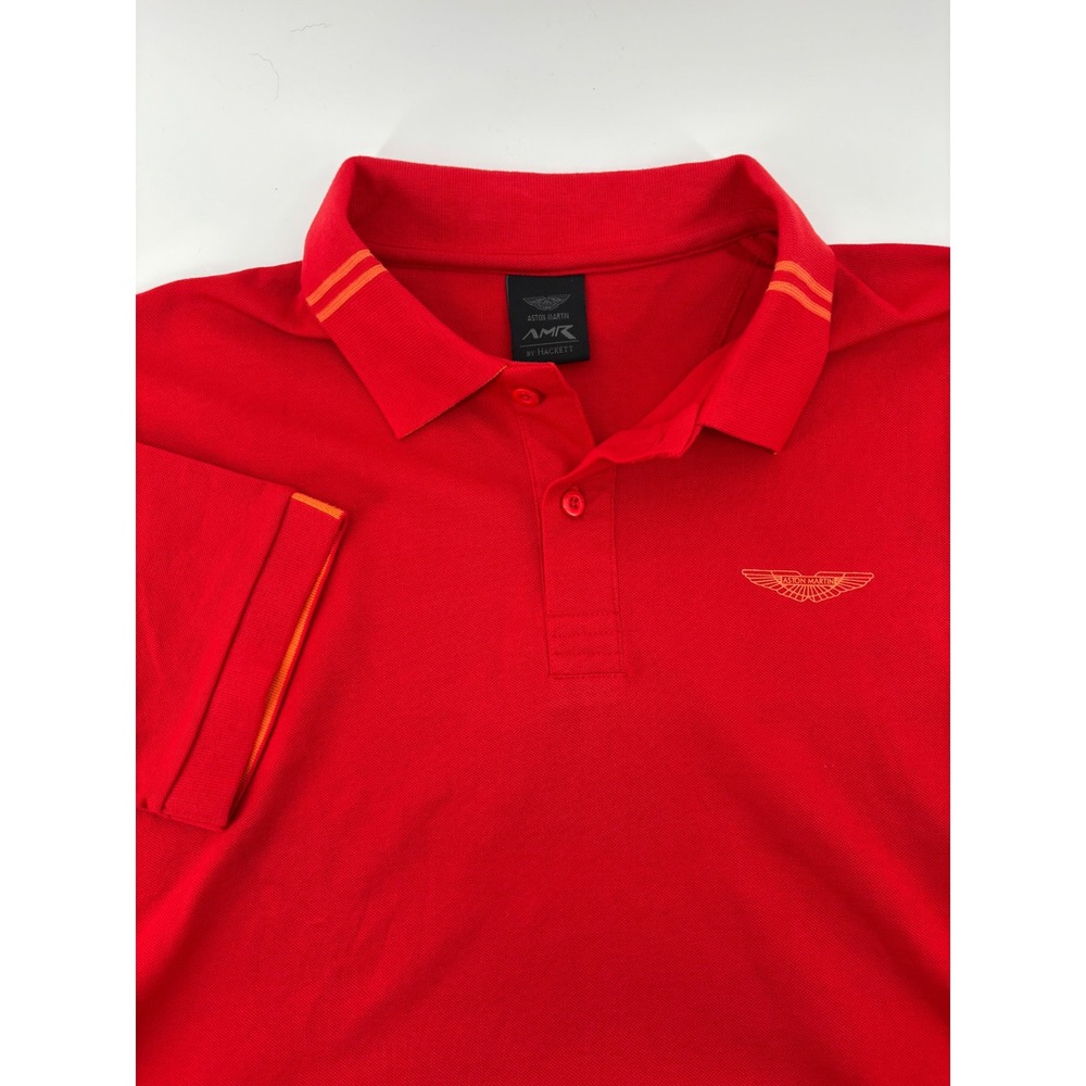 Aston Martin x Hackett Polo Shirt Red AMR Racing Short Sleeve‎